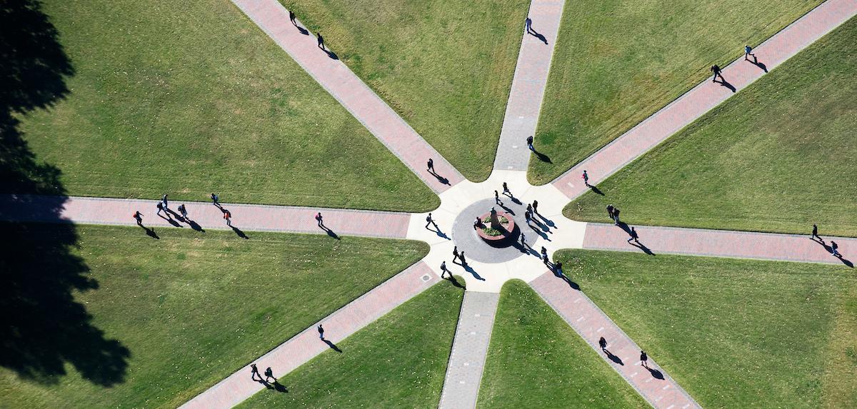 Aerial view of Drill Field with sidewalks