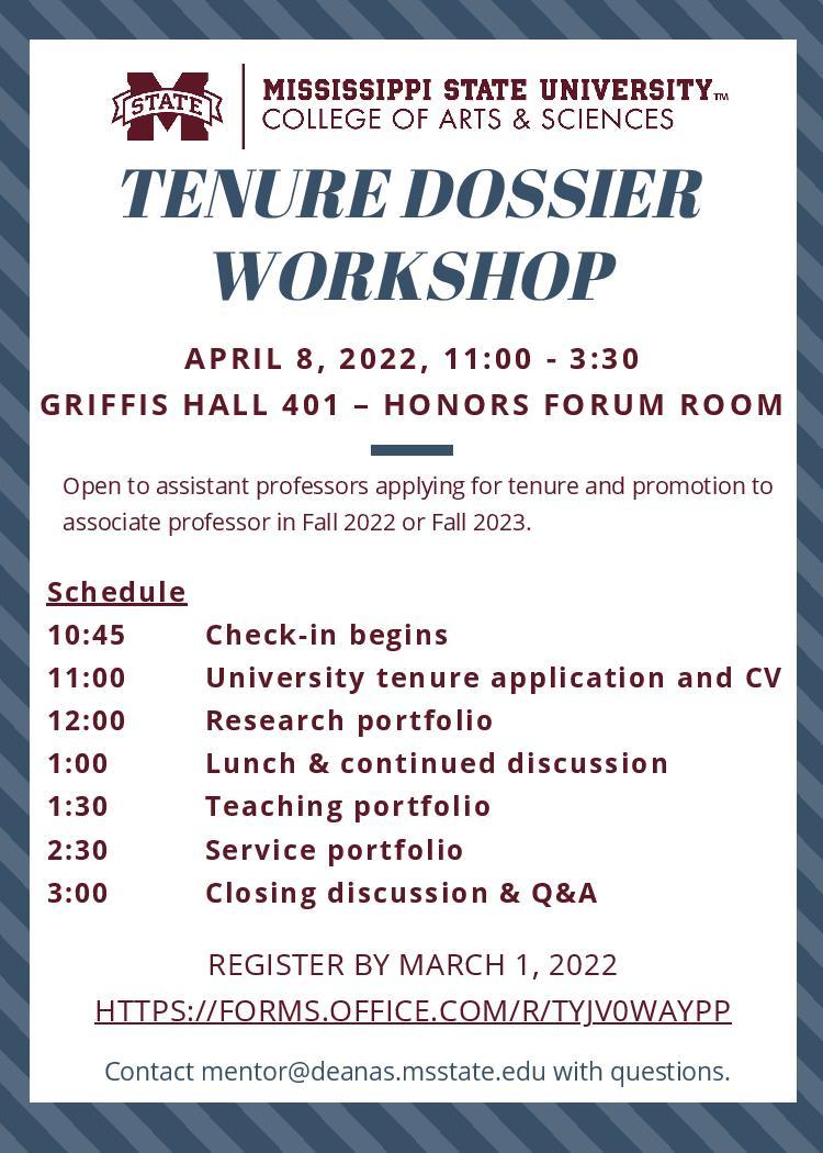 Tenure Dossier Workshop Flyer